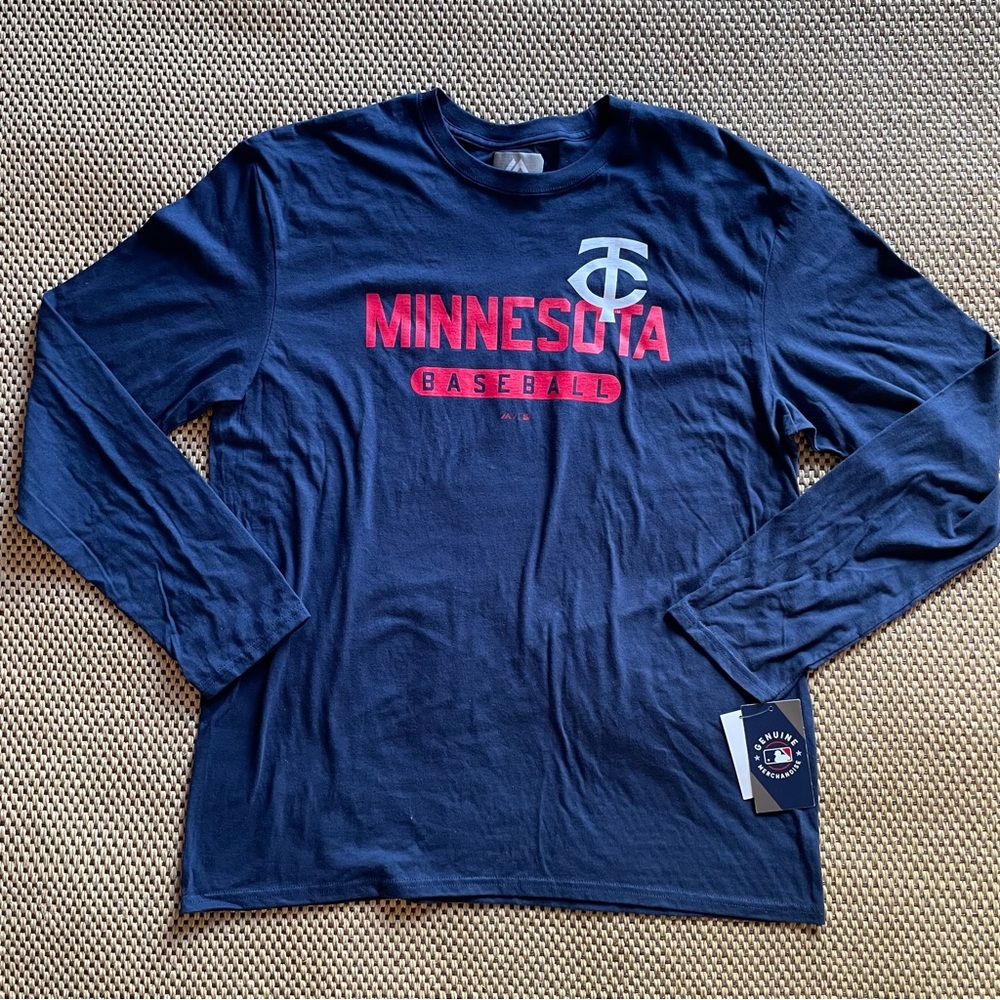 NEW MN Twins Baseball Long Sleeve 100% Cotton Shirt Majestic Men’s XL